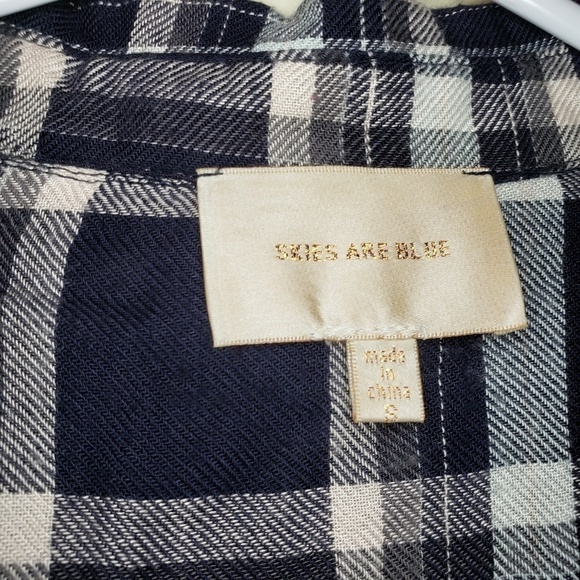 Skies Are Blue Navy Flannel with Crochet Knit Arm Detail - Picture 7 of 7